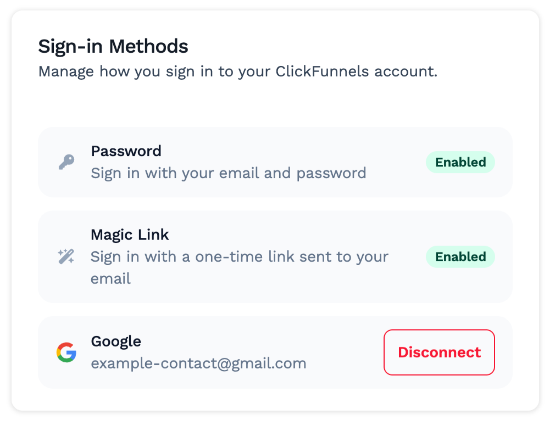Google SSO User Settings